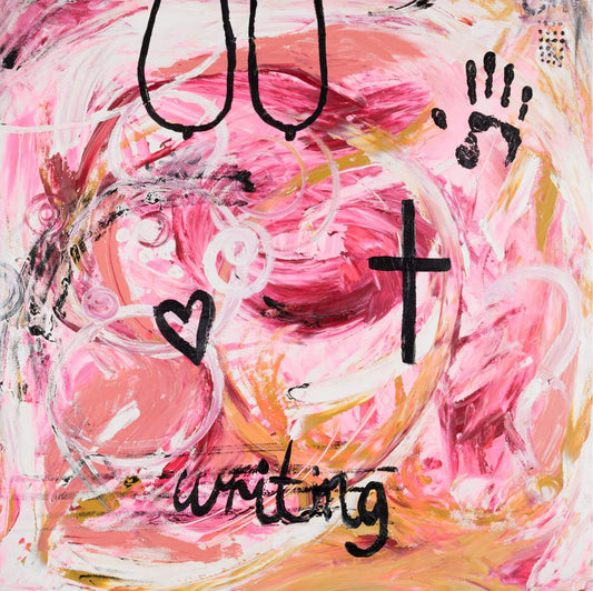 Fluro pink and black original artwork by Arlene Austin